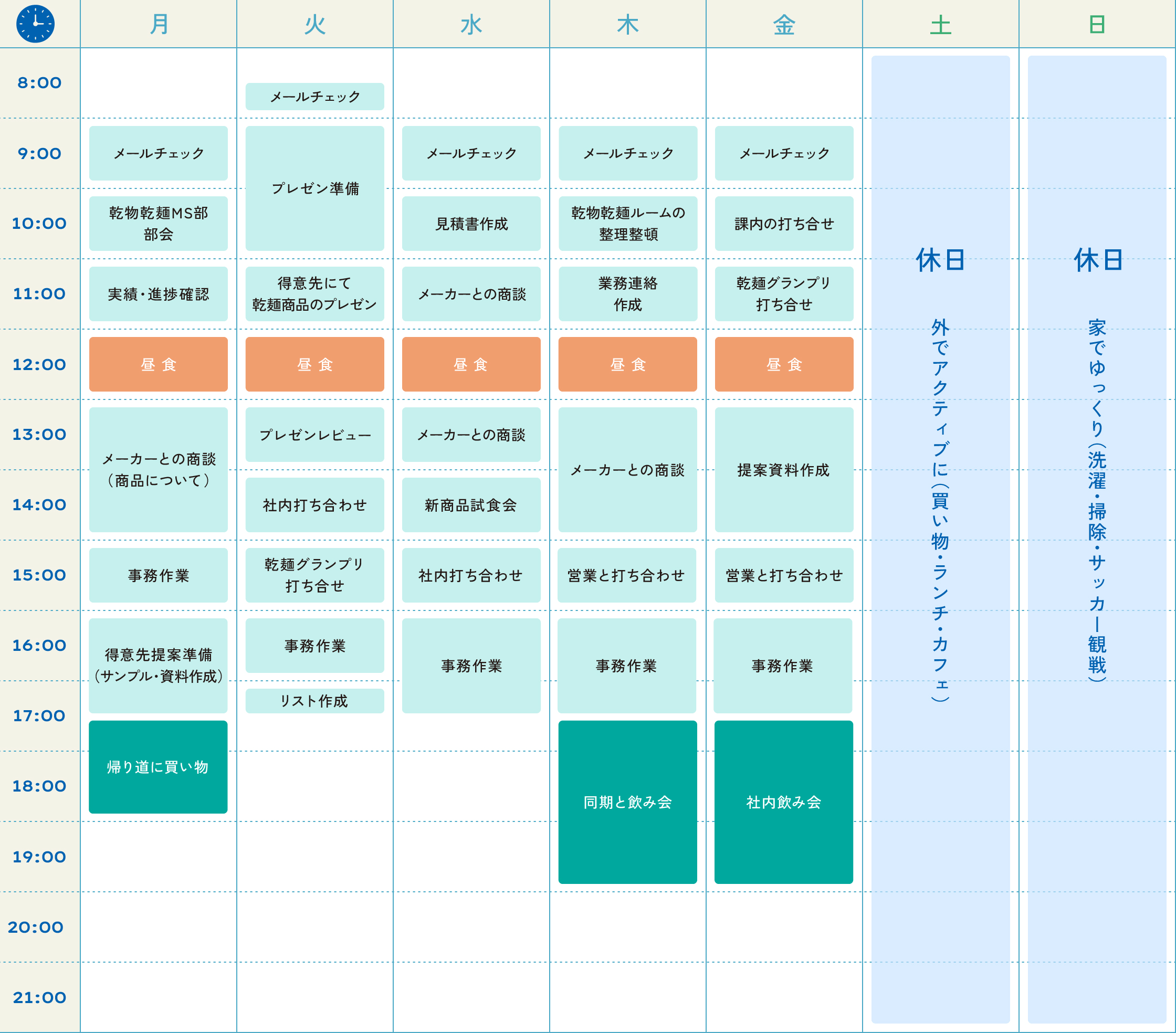 K.A.の一週間のスケジュール表